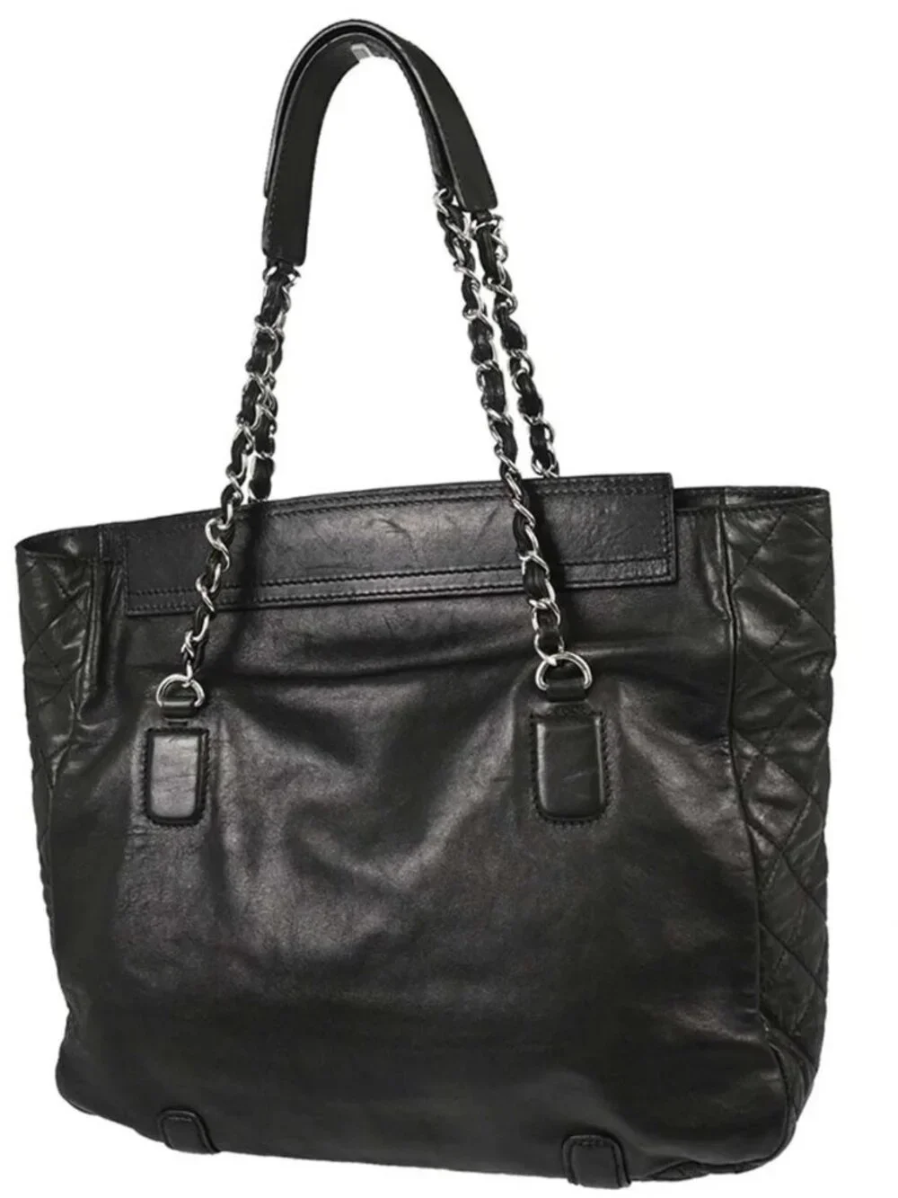 Chanel Black Lambskin Mademoiselle Lock Tote Handbag 198230